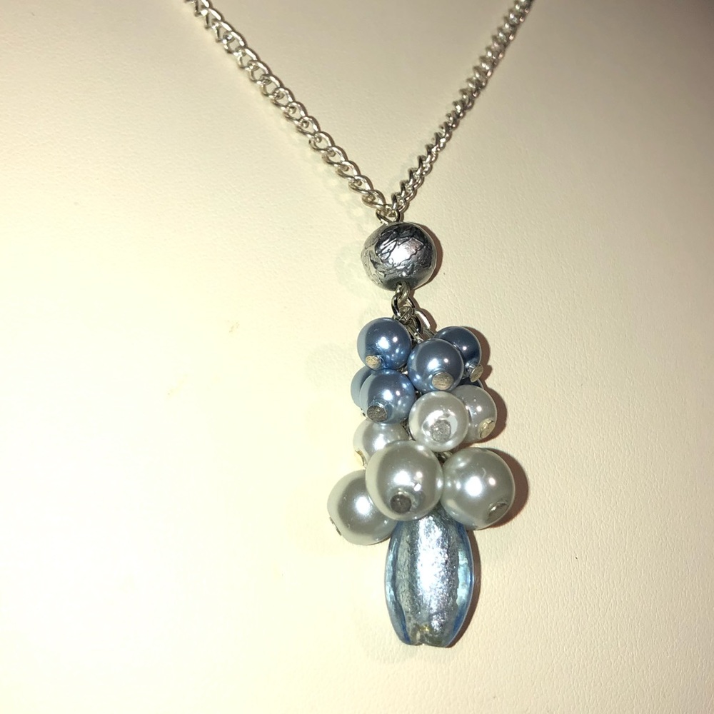 Oversized Blue Cluster Necklace and Earring Set